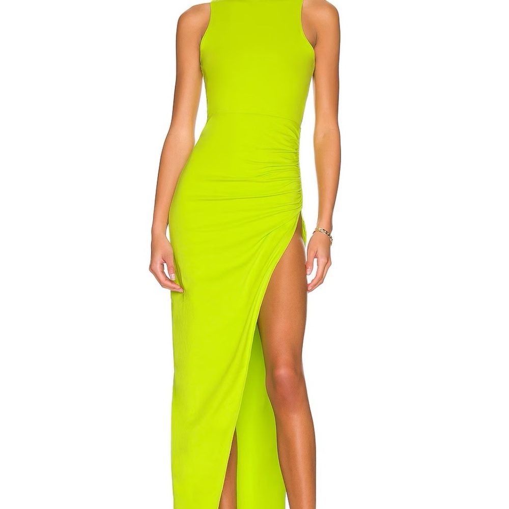 Neon Green Janet Slit Midi Dress